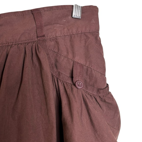 Anthropologie Zippered Skort Dark Brown Preppy Cotton Mini Skirt With Shorts L - Picture 5 of 10